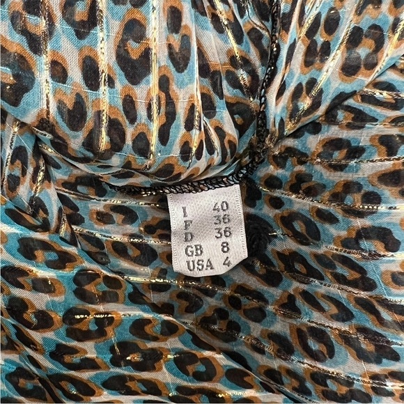 PHILOSOPHY LORENZO SERAFINI Silk Leopard Ruffle Long Puffed Sleeve Mini Dress 4 - Picture 10 of 11